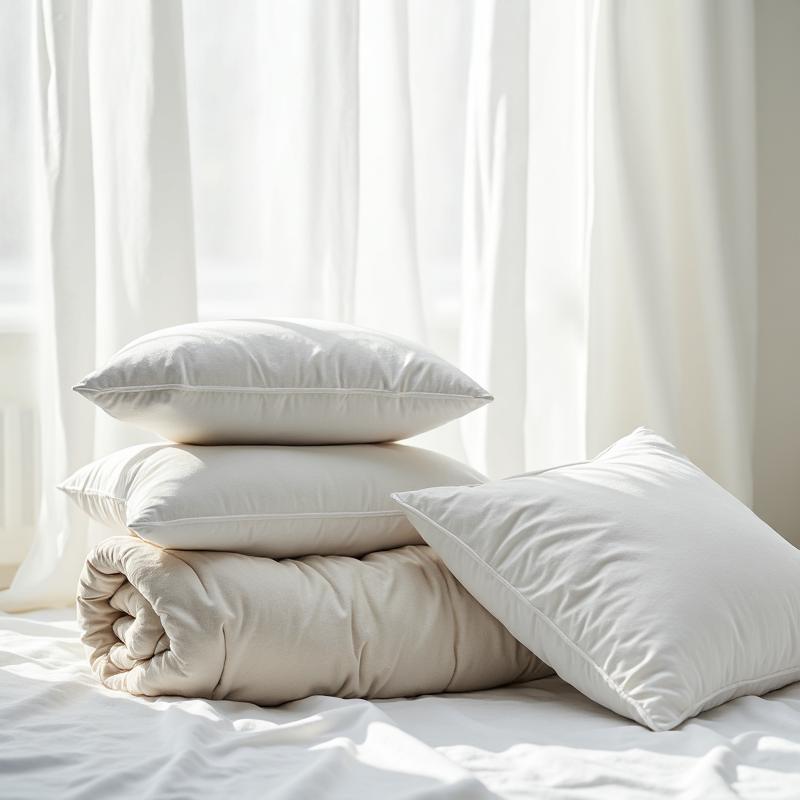 Household items including blankets, comforters, and pillows